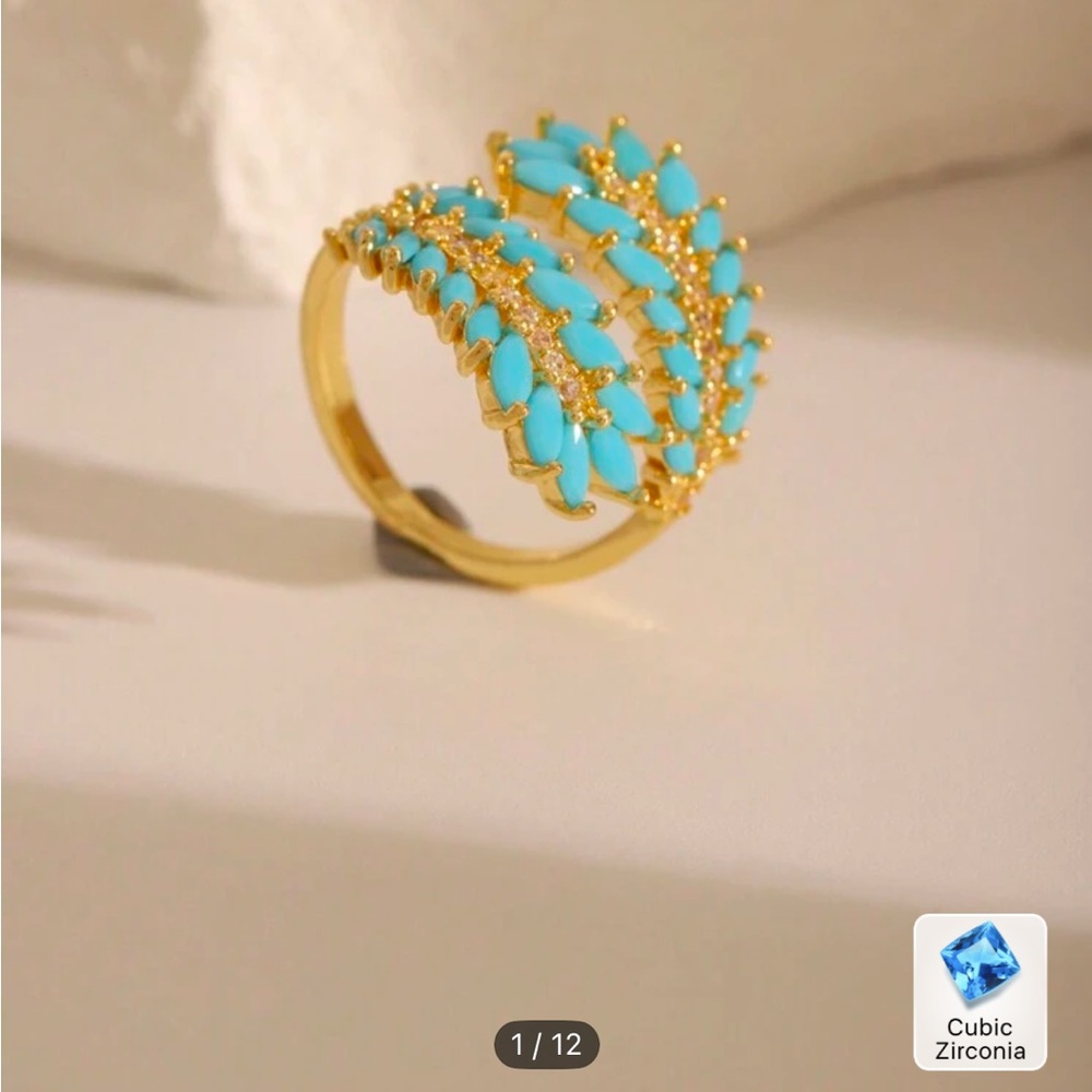 Wrap around Gold Turquoise diamond Ring